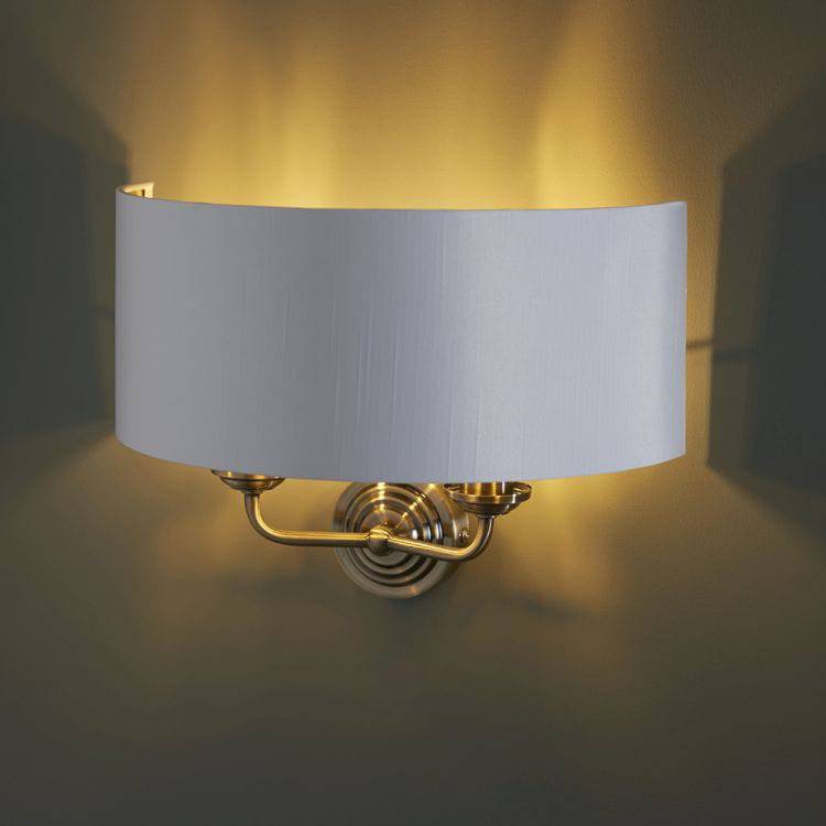 Highclere 2Lt Wall Light Antique Brass - Comet Lighting