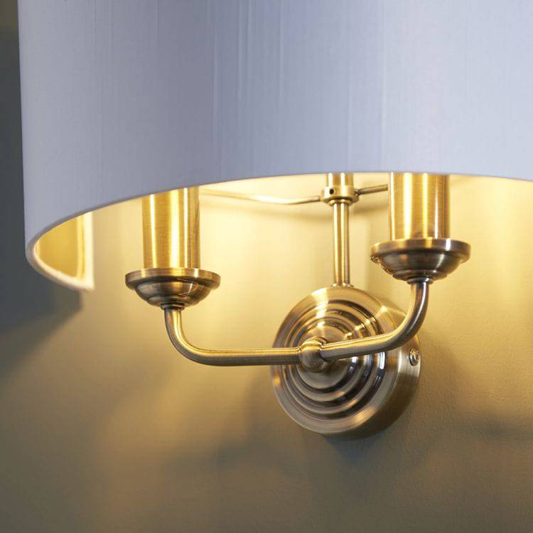 Highclere 2Lt Wall Light Antique Brass - Comet Lighting