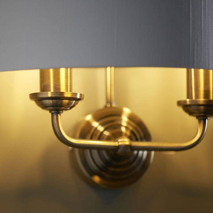 Highclere 2Lt Wall Light Antique Brass - Comet Lighting