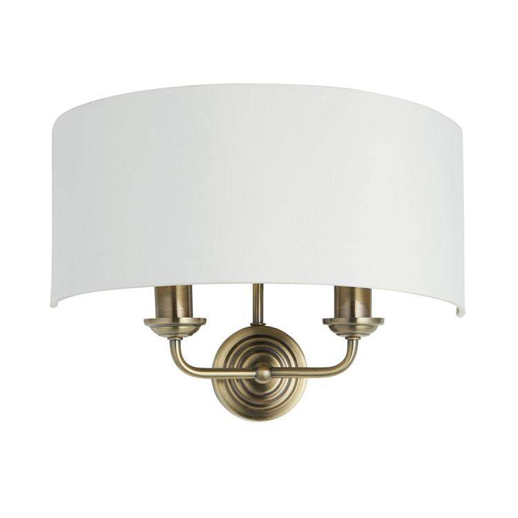 Highclere 2Lt Wall Light Antique Brass - Comet Lighting