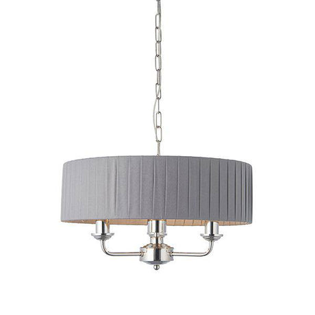 Highclere 3-Light Pendant Ceiling Light with Charcoal Linen Shade - Comet Lighting