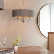 Highclere 3-Light Pendant Ceiling Light with Charcoal Linen Shade - Comet Lighting