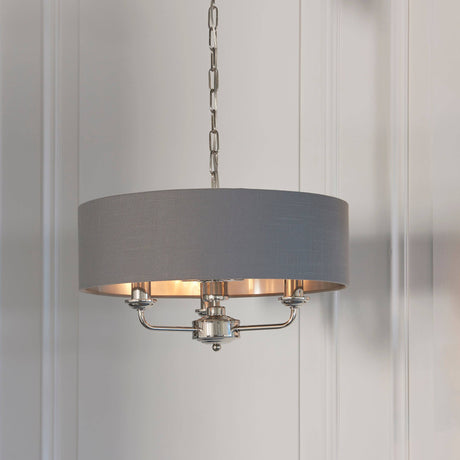 Highclere 3-Light Pendant Ceiling Light with Charcoal Shade - Comet Lighting