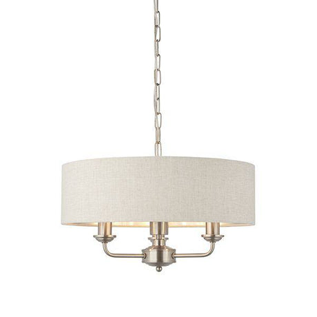 Highclere 3-Light Pendant Ceiling Light with Natural Linen Shade - Comet Lighting