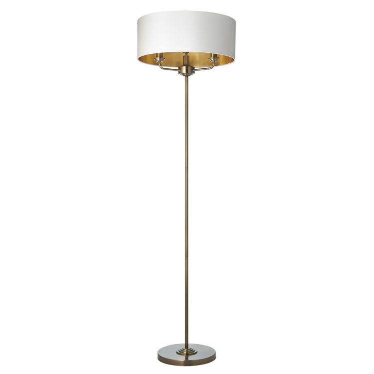 Highclere 3Lt Floor Lamp Antique Brass - Comet Lighting