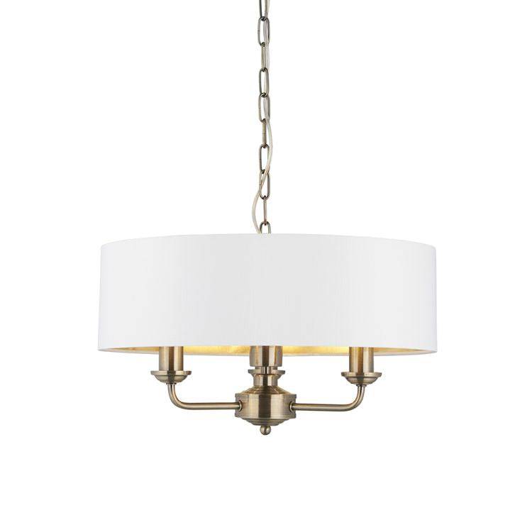 Highclere 3Lt Pendant Ceiling Light Antique Brass - Comet Lighting