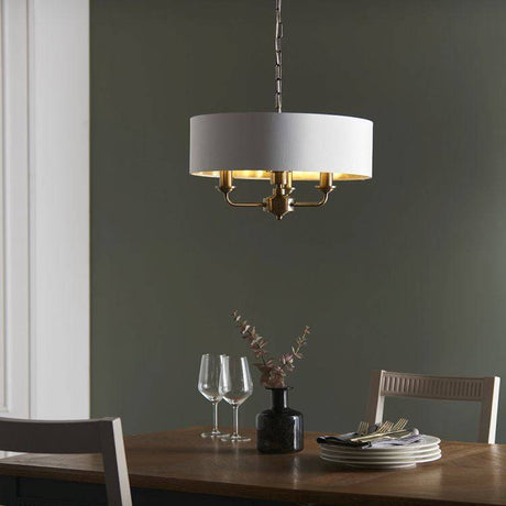 Highclere 3Lt Pendant Ceiling Light Antique Brass - Comet Lighting