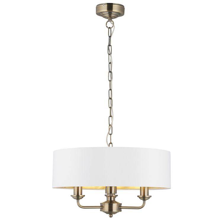 Highclere 3Lt Pendant Ceiling Light Antique Brass - Comet Lighting