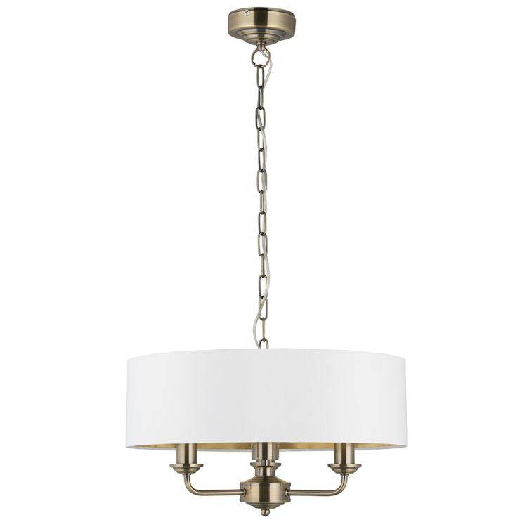 Highclere 3Lt Pendant Ceiling Light Antique Brass - Comet Lighting