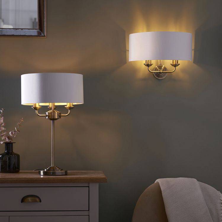 Highclere 3Lt Table Lamp Antique Brass - Comet Lighting