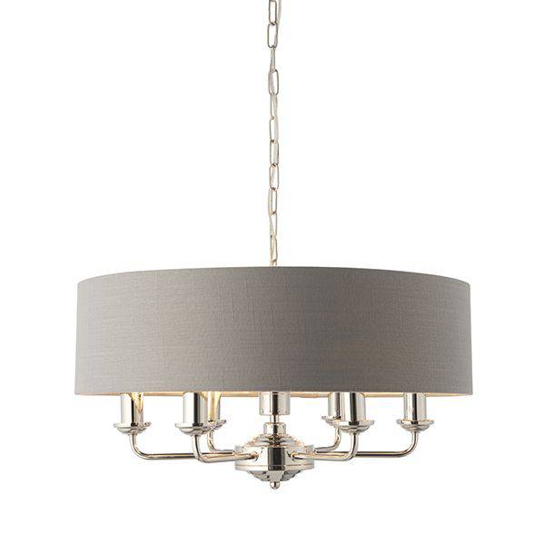 Highclere 6-Light Pendant Ceiling Light with Charcoal Shade - Comet Lighting