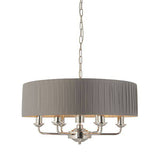 Highclere 6-Light Pendant Ceiling Light with Charcoal Silk Shade - Comet Lighting