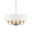 Highclere 6Lt Pendant Antique Brass w/ White Shade - Comet Lighting