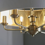 Highclere 6Lt Pendant Antique Brass w/ White Shade - Comet Lighting