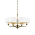 Highclere 6Lt Pendant Antique Brass w/ White Shades - Comet Lighting