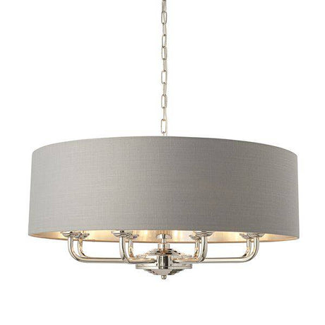 Highclere 8-Light Pendant Ceiling Light with Charcoal Shade - Comet Lighting