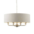 Highclere 8Lt Pendant Brushed Chrome w/ White Shade - Comet Lighting