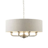 Highclere 8Lt Pendant Brushed Chrome w/ White Shade - Comet Lighting