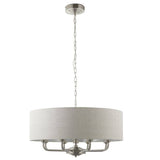 Highclere 8Lt Pendant Brushed Chrome w/ White Shade - Comet Lighting