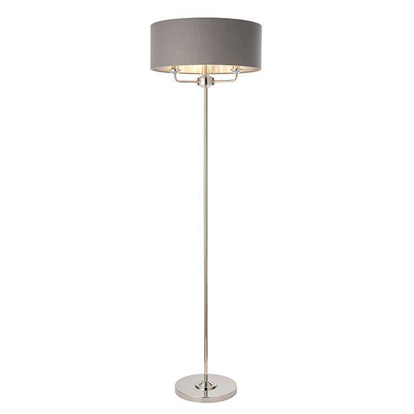 Highclere Floor Lamp with Charcoal Shade - Comet Lighting