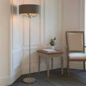Highclere Floor Lamp with Charcoal Shade - Comet Lighting