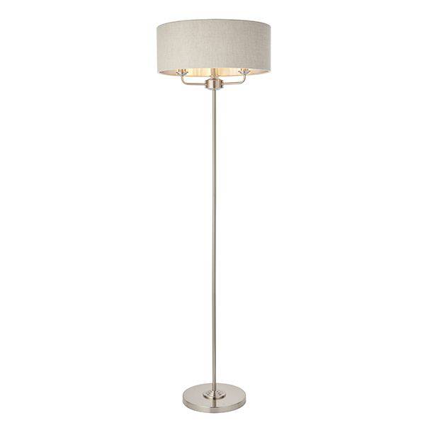 Highclere Floor Lamp with Natural Linen Shade - Comet Lighting