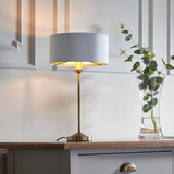 Highclere Table Lamp Antique Brass w/ White Shade - Comet Lighting