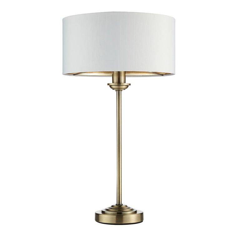 Highclere Table Lamp Antique Brass w/ White Shade - Comet Lighting