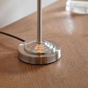 Highclere Table Lamp Brushed Chrome w/ Natural Shade - Comet Lighting