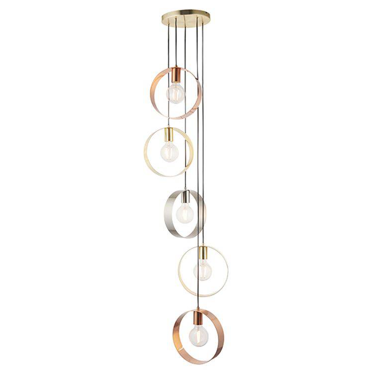 Hoop 5-Light Pendant Ceiling Light Brushed Brass - Comet Lighting