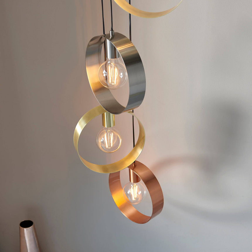 Hoop 5-Light Pendant Ceiling Light Brushed Brass - Comet Lighting