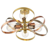 Hoop 6-Light Semi-Flush Ceiling Light Brushed Brass - Comet Lighting