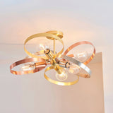 Hoop 6-Light Semi-Flush Ceiling Light Brushed Brass - Comet Lighting