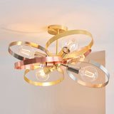 Hoop 6-Light Semi-Flush Ceiling Light Brushed Brass - Comet Lighting