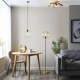 Hoop Floor Lamp Brushed Brass/Copper/Nickel - Comet Lighting