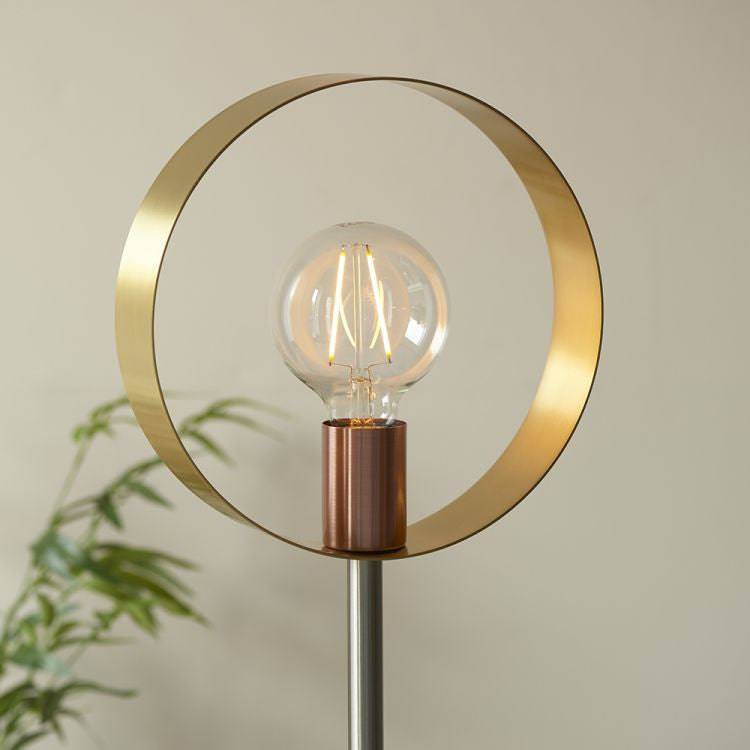 Hoop Floor Lamp Brushed Brass/Copper/Nickel - Comet Lighting