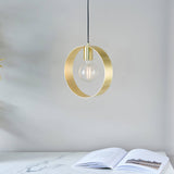 Hoop Pendant Ceiling Light Brushed Brass - Comet Lighting