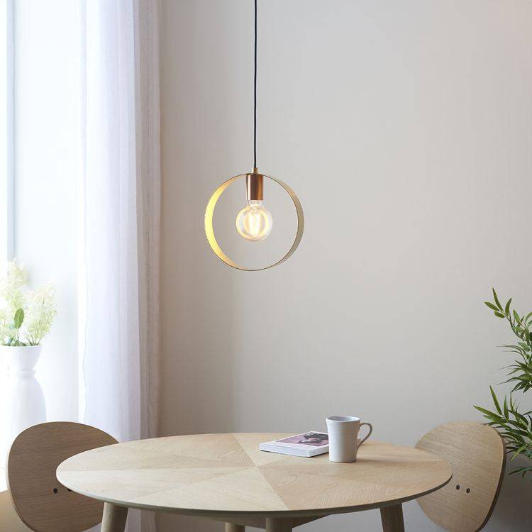 Hoop Pendant Ceiling Light Brushed Brass/Copper/Nickel - Comet Lighting