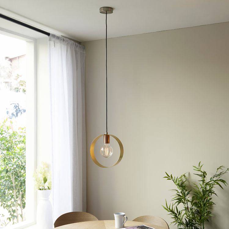 Hoop Pendant Ceiling Light Brushed Brass/Copper/Nickel - Comet Lighting