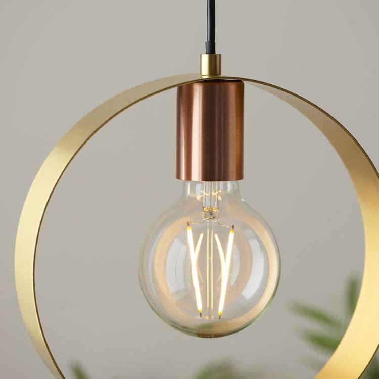 Hoop Pendant Ceiling Light Brushed Brass/Copper/Nickel - Comet Lighting