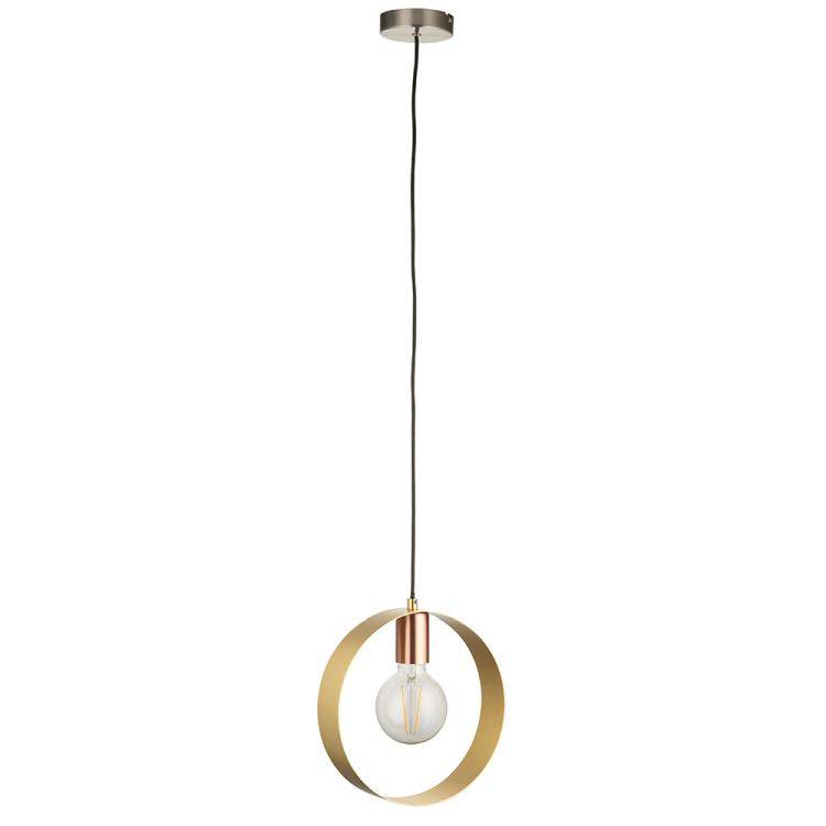 Hoop Pendant Ceiling Light Brushed Brass/Copper/Nickel - Comet Lighting