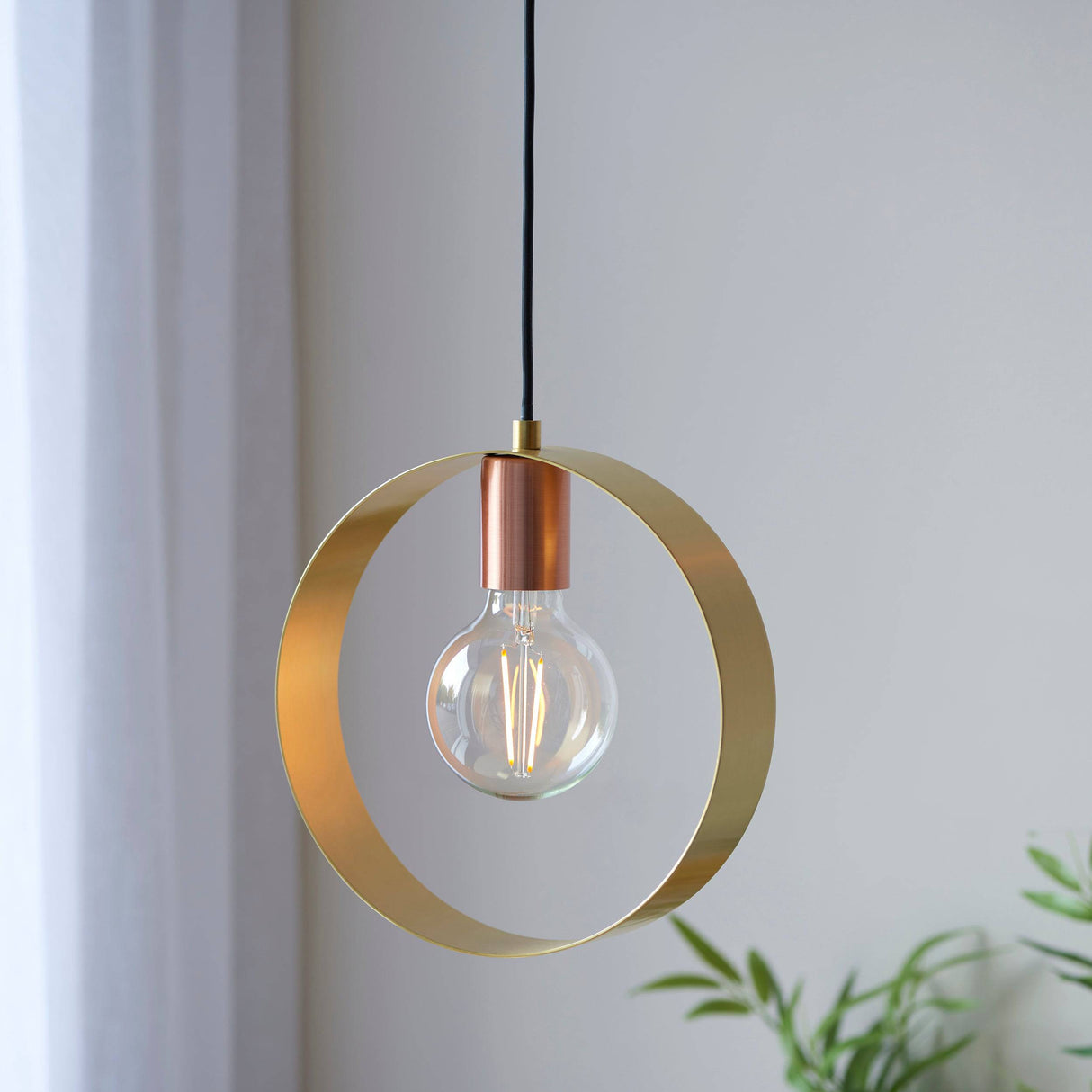 Hoop Pendant Ceiling Light Brushed Brass/Copper/Nickel - Comet Lighting