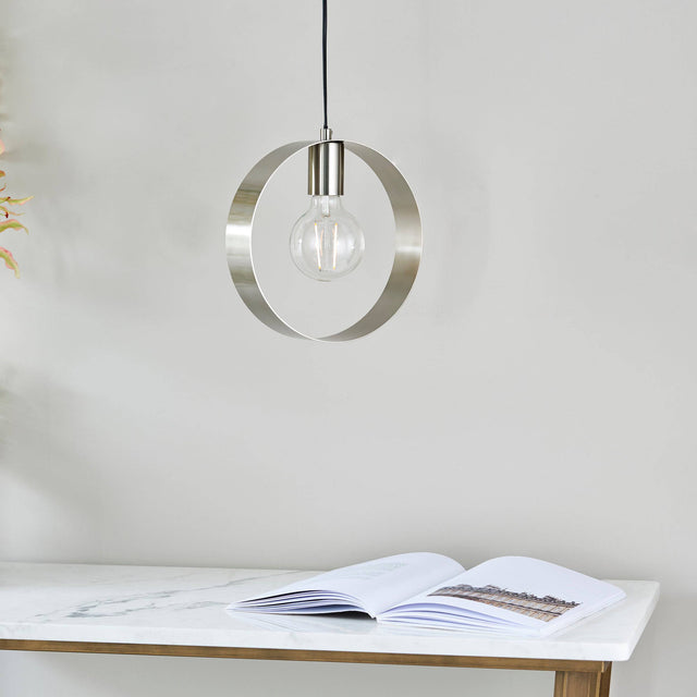 Hoop Pendant Ceiling Light Brushed Nickel - Comet Lighting