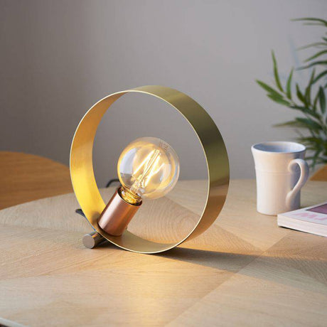 Hoop Table Lamp Brushed Brass/Copper/Nickel - Comet Lighting