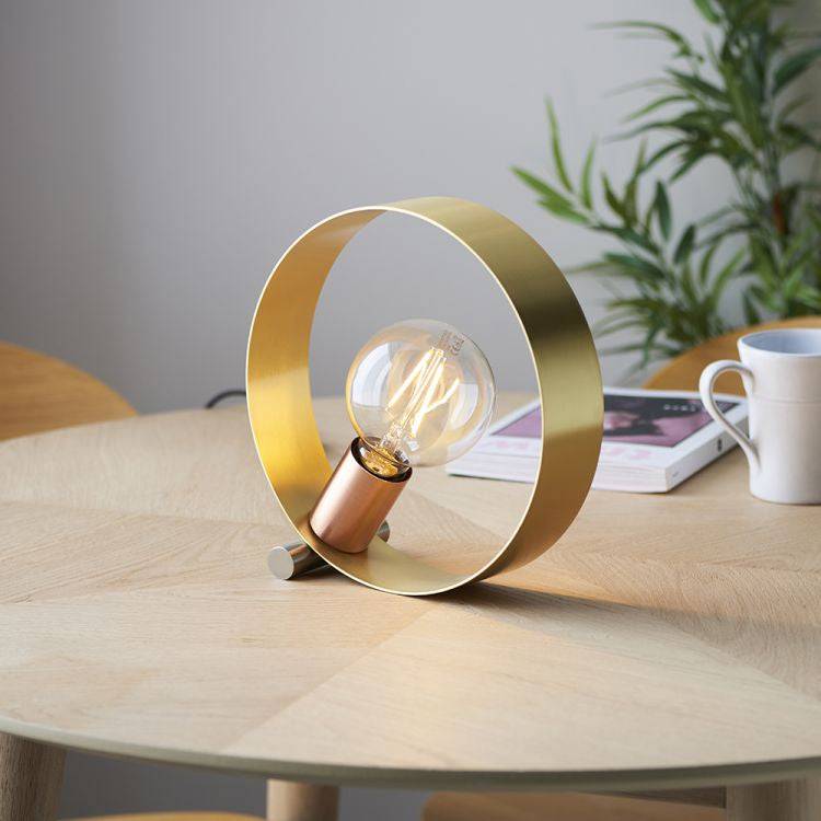 Hoop Table Lamp Brushed Brass/Copper/Nickel - Comet Lighting