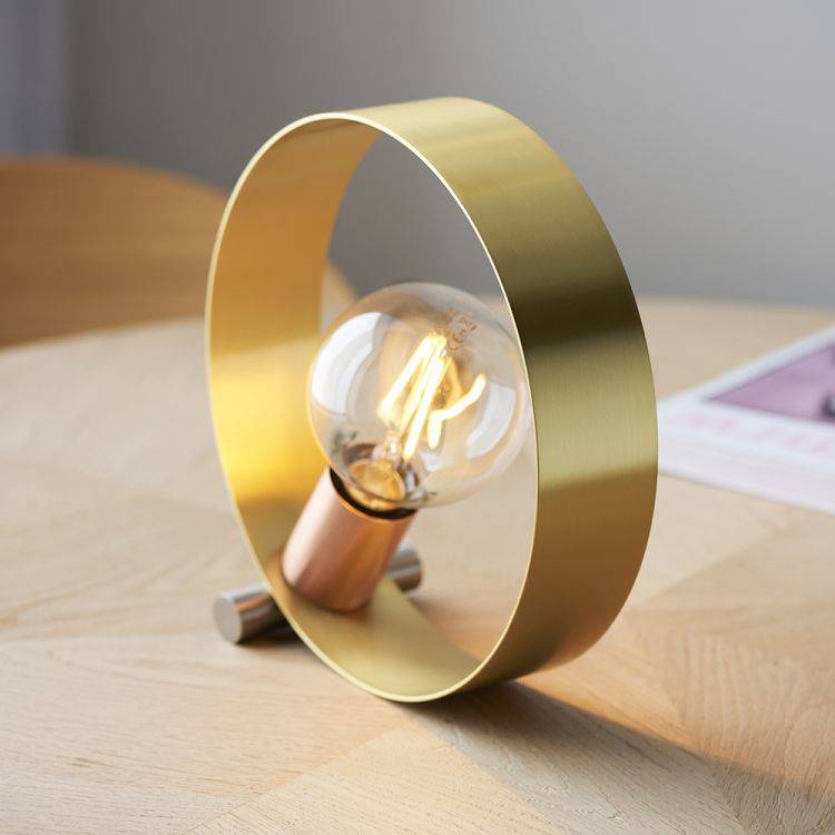 Hoop Table Lamp Brushed Brass/Copper/Nickel - Comet Lighting