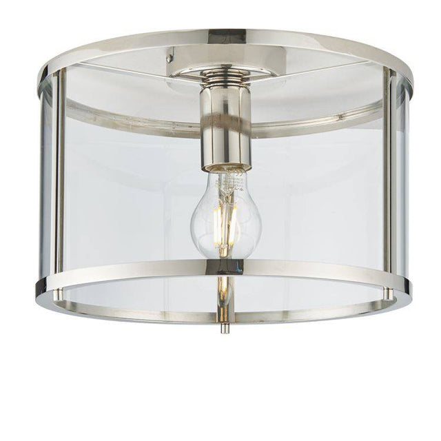 Hopton Flush Ceiling Light Bright Nickel - Comet Lighting