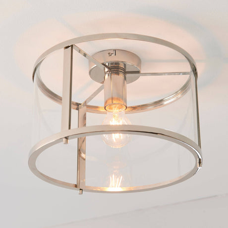 Hopton Flush Ceiling Light Bright Nickel - Comet Lighting