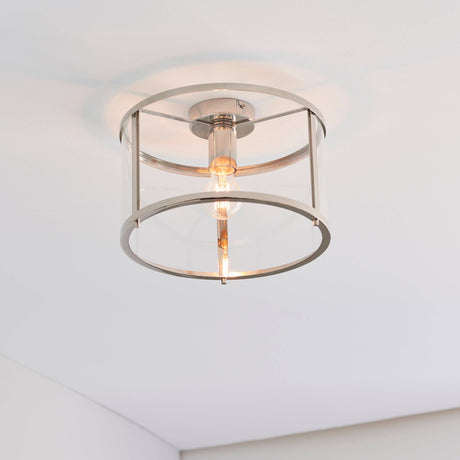 Hopton Flush Ceiling Light Bright Nickel - Comet Lighting