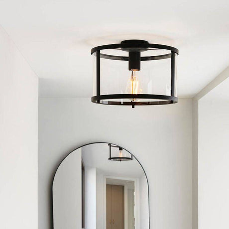 Hopton Flush Ceiling Light Matt Black - Comet Lighting